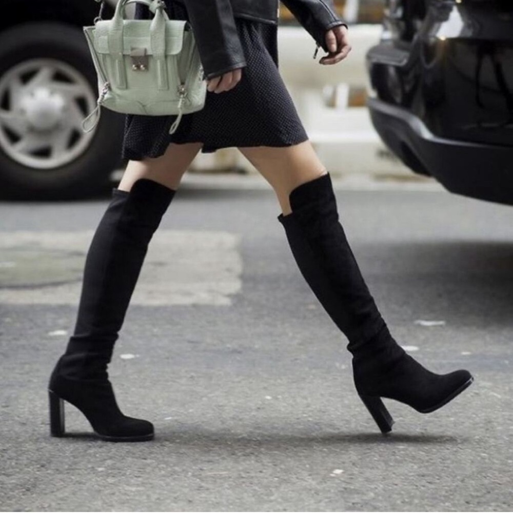 Stuart‎ Weitzman Hijack Heeled Over The Knee Suede Black Boots 9